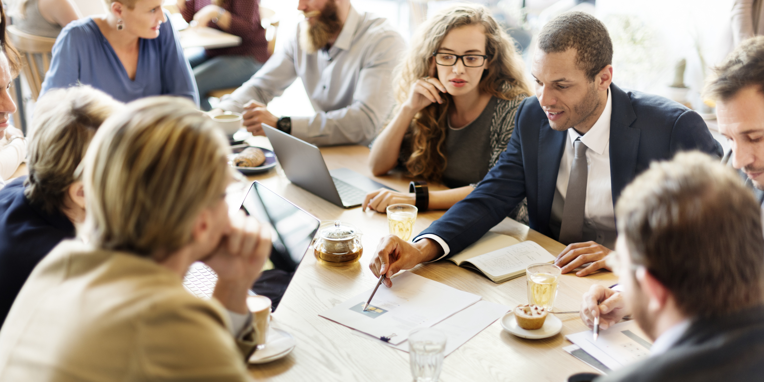 Business Team Meeting Strategy Marketing Cafe Concept Business Team Meeting Strategy Marketing Cafe Concept