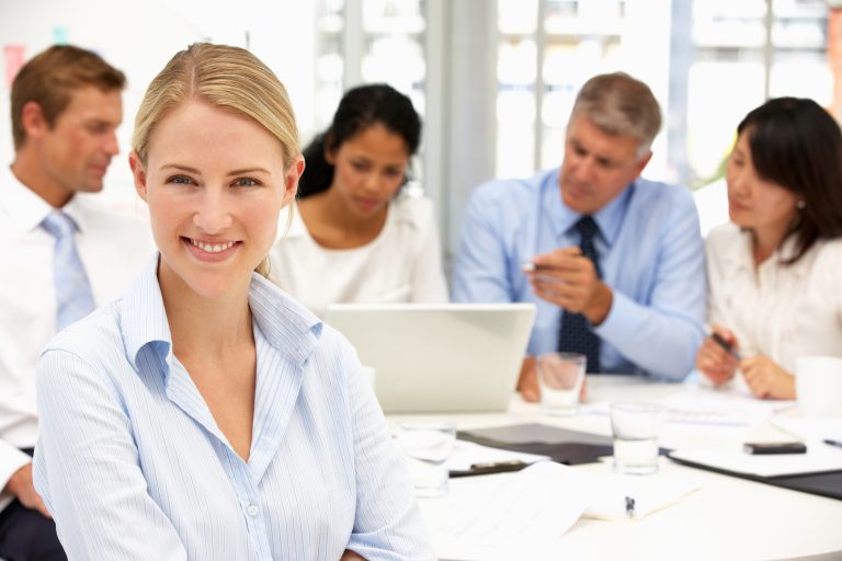 Office meeting Businesswoman Sitting In Office Meeting